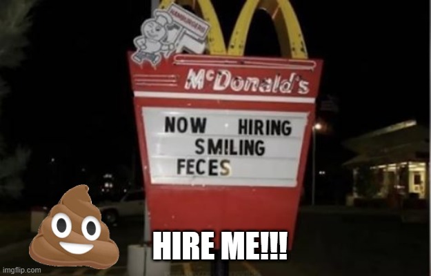 Smiling | HIRE ME!!! | image tagged in you had one job | made w/ Imgflip meme maker