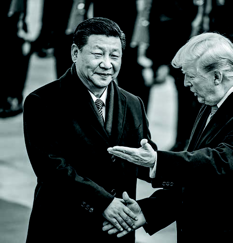 Xi Trump black and white Xi dominant Blank Meme Template