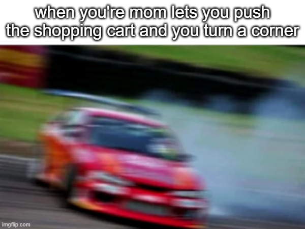 That felt good | when you're mom lets you push the shopping cart and you turn a corner | image tagged in fun,memes,funny,meme,funny memes,relatable | made w/ Imgflip meme maker