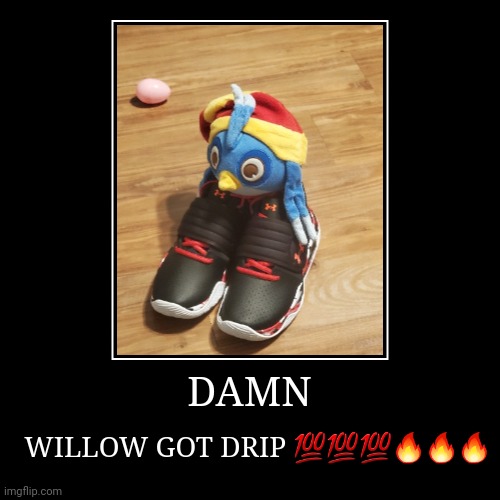 DAMN | WILLOW GOT DRIP ?????? | image tagged in funny,demotivationals | made w/ Imgflip demotivational maker