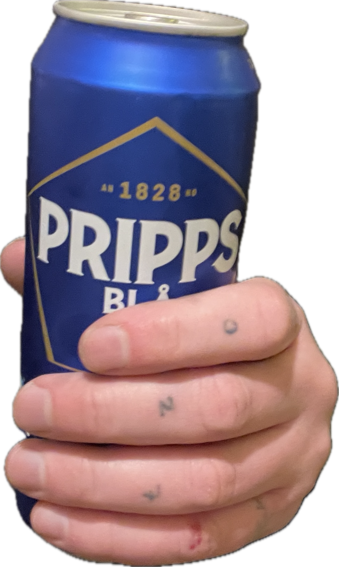 Hand holding pripps can Blank Meme Template