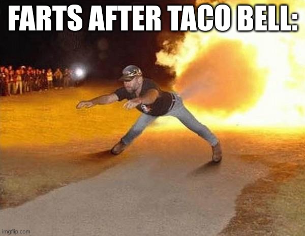 fire fart | FARTS AFTER TACO BELL: | image tagged in fire fart | made w/ Imgflip meme maker