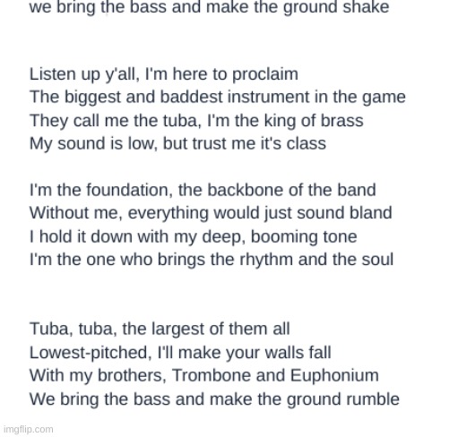 Tuba  Rap | image tagged in tuba | made w/ Imgflip meme maker
