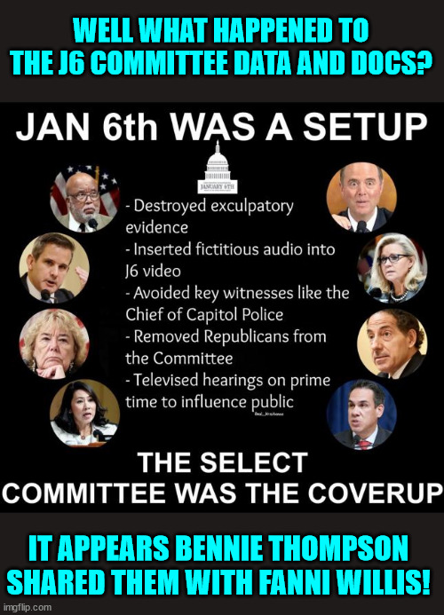 Jan 6 was a setup to cover up the democrats election fraud | WELL WHAT HAPPENED TO THE J6 COMMITTEE DATA AND DOCS? IT APPEARS BENNIE THOMPSON SHARED THEM WITH FANNI WILLIS! | image tagged in jan6,setup,pelosi,kangaroo,committee | made w/ Imgflip meme maker