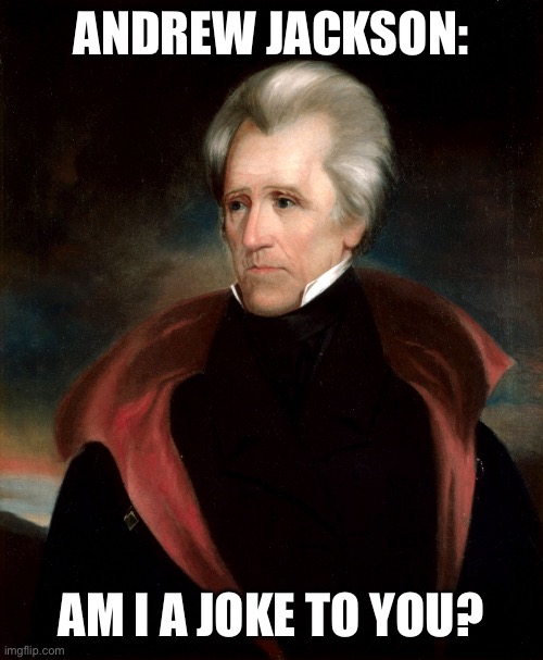 Andrew Jackson | ANDREW JACKSON: AM I A JOKE TO YOU? | image tagged in andrew jackson | made w/ Imgflip meme maker