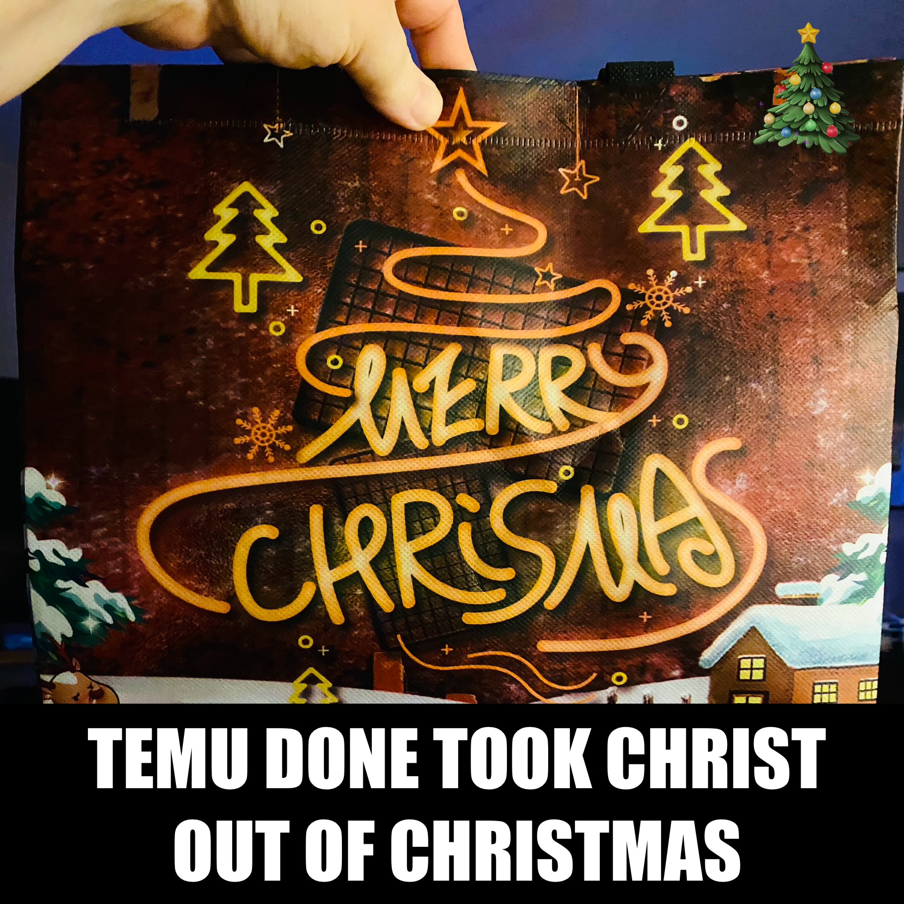 High Quality Temu Christmas Bag Blank Meme Template