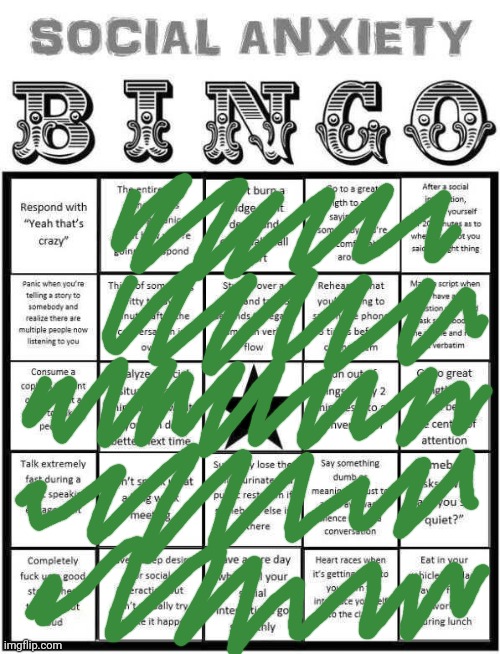 bahhhhh | image tagged in social anxiety bingo | made w/ Imgflip meme maker