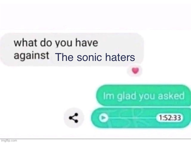 I mean, you can dislike it it has some weird stuff, but why hate it | The sonic haters | image tagged in what do you have against ___ | made w/ Imgflip meme maker