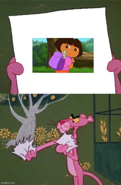 Pink Panther hates Dora the Explorer | image tagged in pinkpanther,dora the explorer,dora | made w/ Imgflip meme maker