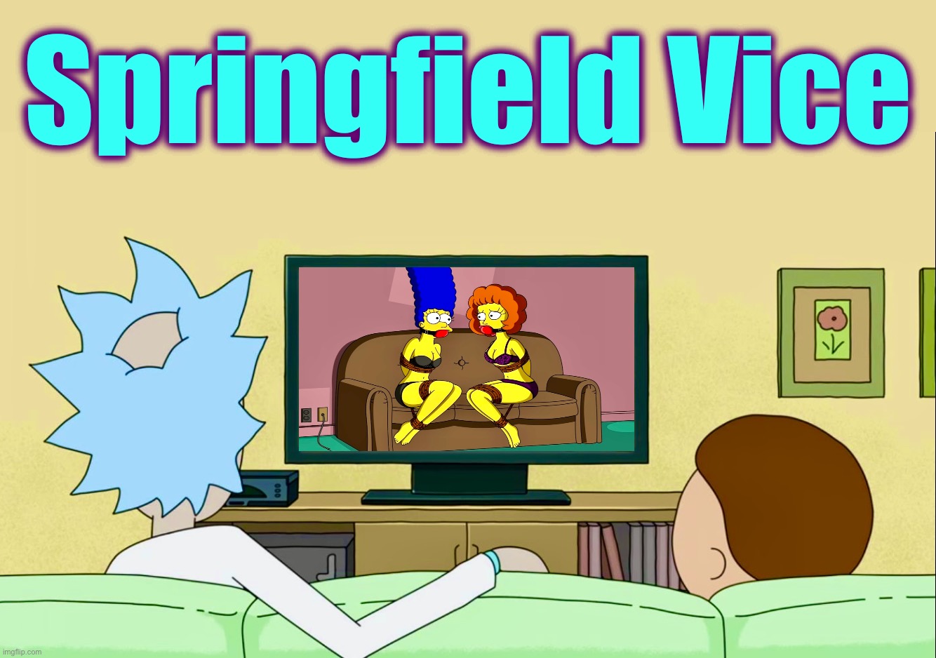 Only On HBO MAX | Springfield Vice | image tagged in interdimensional cable,rick and morty,the simpsons,memes,miami vice,tv shows | made w/ Imgflip meme maker