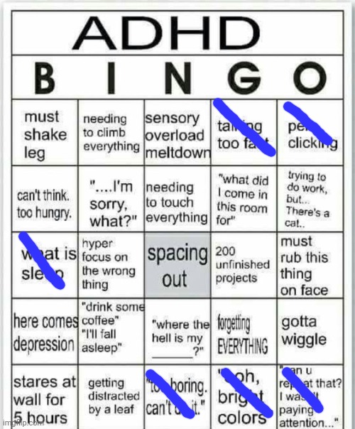 I don't think I have it but got some of the signs | image tagged in adhd bingo | made w/ Imgflip meme maker