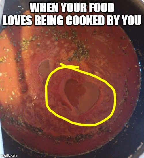 Your food | WHEN YOUR FOOD LOVES BEING COOKED BY YOU | image tagged in food memes | made w/ Imgflip meme maker