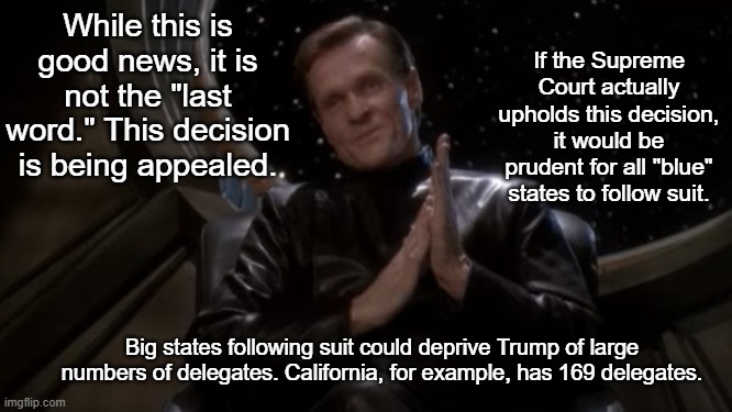 Luther Sloan | While this is good news, it is not the "last word." This decision is being appealed. If the Supreme Court actually upholds this decision, it | image tagged in luther sloan | made w/ Imgflip meme maker
