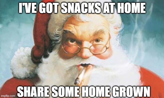 Santa's got enough snacks | I'VE GOT SNACKS AT HOME; SHARE SOME HOME GROWN | image tagged in jersey santa,local flavor | made w/ Imgflip meme maker