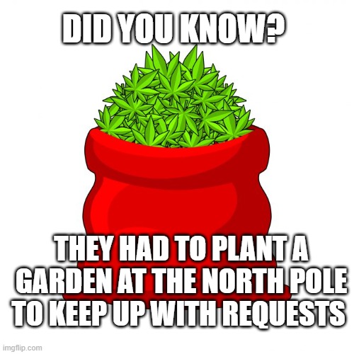North Pole Gardens new Sack O Plants | DID YOU KNOW? THEY HAD TO PLANT A GARDEN AT THE NORTH POLE TO KEEP UP WITH REQUESTS | image tagged in sackoplants | made w/ Imgflip meme maker