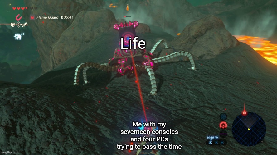 Wafer sauce | Life; Me with my seventeen consoles and four PCs trying to pass the time | image tagged in guardian stalker | made w/ Imgflip meme maker