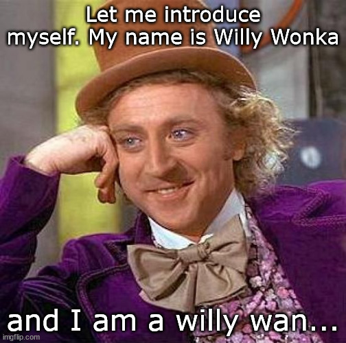 --OO-- | Let me introduce myself. My name is Willy Wonka; and I am a willy wan... | image tagged in memes,creepy condescending wonka | made w/ Imgflip meme maker