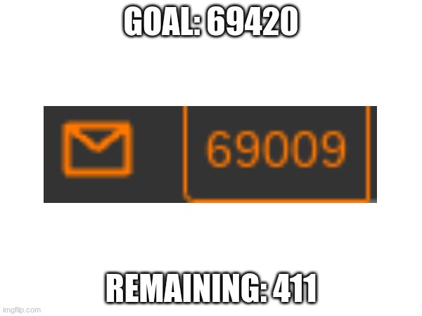 GOAL: 69420; REMAINING: 411 | made w/ Imgflip meme maker