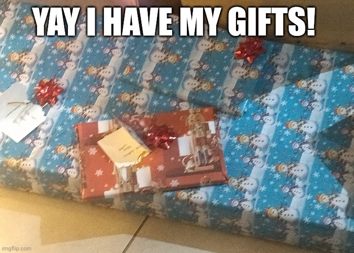 Hooray my gifts are here | YAY I HAVE MY GIFTS! | image tagged in hooray,christmas gifts,yay | made w/ Imgflip meme maker