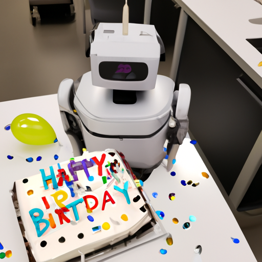 A robot named CLM celebrating a co worker's birthday Blank Meme Template