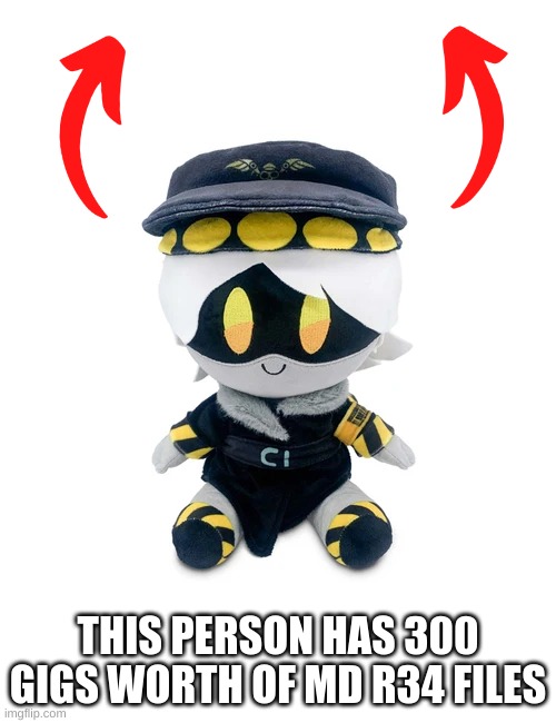 shitpost #someone tell me what number i have to put here | THIS PERSON HAS 300 GIGS WORTH OF MD R34 FILES | image tagged in n plushie | made w/ Imgflip meme maker