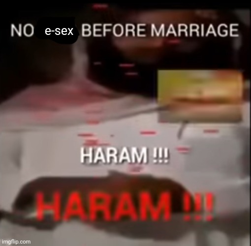 NO KISS BEFORE MARRIAGE HARAM!! | e-sex | image tagged in no kiss before marriage haram | made w/ Imgflip meme maker