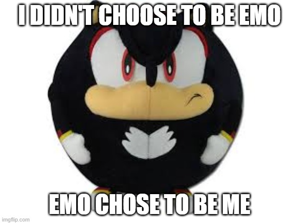 emo chose to be me | I DIDN'T CHOOSE TO BE EMO; EMO CHOSE TO BE ME | image tagged in shadow the hedgehog,emo,gaming | made w/ Imgflip meme maker