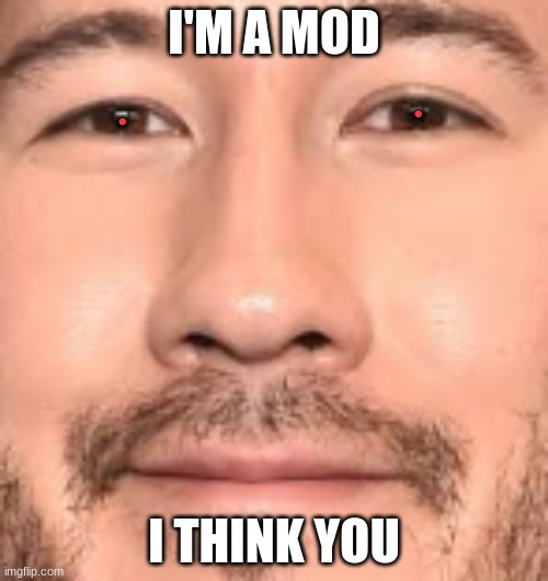 Barely looks like Markiplier from up close | I'M A MOD; . . I THINK YOU | image tagged in lol | made w/ Imgflip meme maker