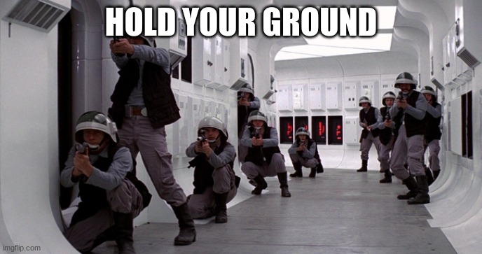 rebel fleet trooper | HOLD YOUR GROUND | image tagged in rebel fleet trooper | made w/ Imgflip meme maker
