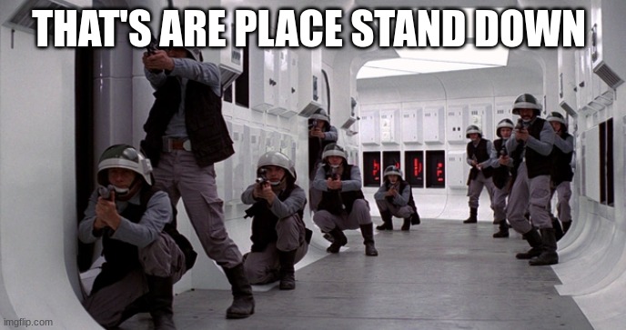 rebel fleet trooper | THAT'S ARE PLACE STAND DOWN | image tagged in rebel fleet trooper | made w/ Imgflip meme maker