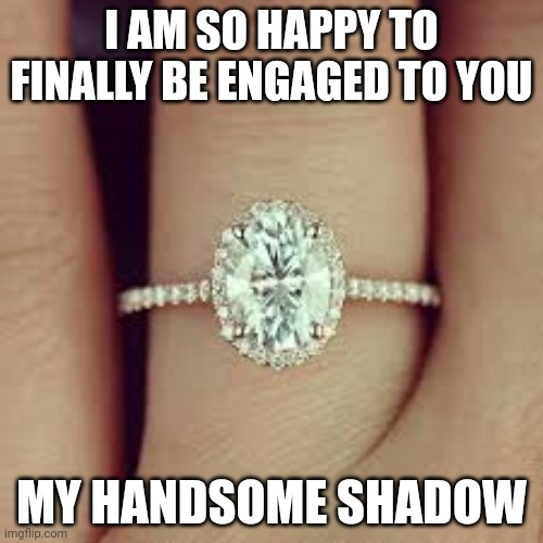 Engagement Ring Meme | I AM SO HAPPY TO FINALLY BE ENGAGED TO YOU; MY HANDSOME SHADOW | image tagged in engagement ring meme | made w/ Imgflip meme maker