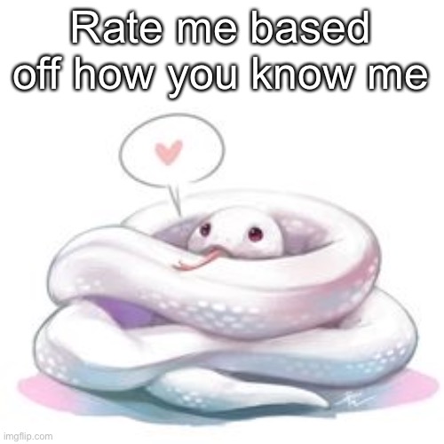 snek | Rate me based off how you know me | image tagged in snek | made w/ Imgflip meme maker