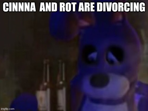 depressed bonnie | CINNNA  AND ROT ARE DIVORCING | image tagged in depressed bonnie | made w/ Imgflip meme maker