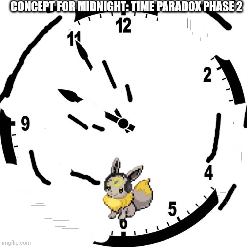 Concept for time paradox phase 2 | CONCEPT FOR MIDNIGHT: TIME PARADOX PHASE 2 | image tagged in clock | made w/ Imgflip meme maker