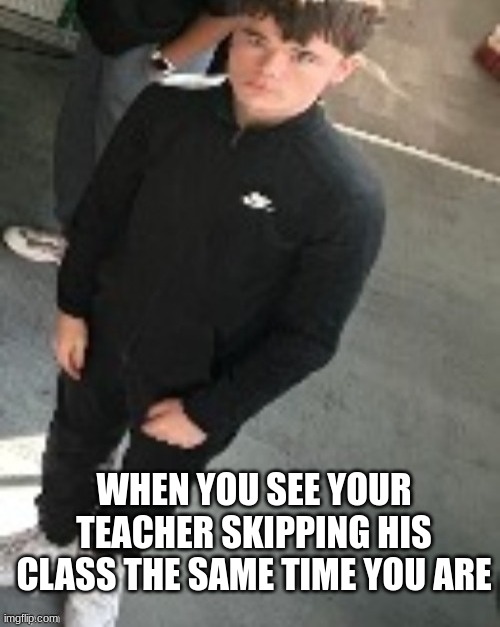 Emosnake staring | WHEN YOU SEE YOUR TEACHER SKIPPING HIS CLASS THE SAME TIME YOU ARE | image tagged in emosnake staring | made w/ Imgflip meme maker