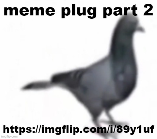 pigon | meme plug part 2; https://imgflip.com/i/89y1uf | image tagged in pigon | made w/ Imgflip meme maker