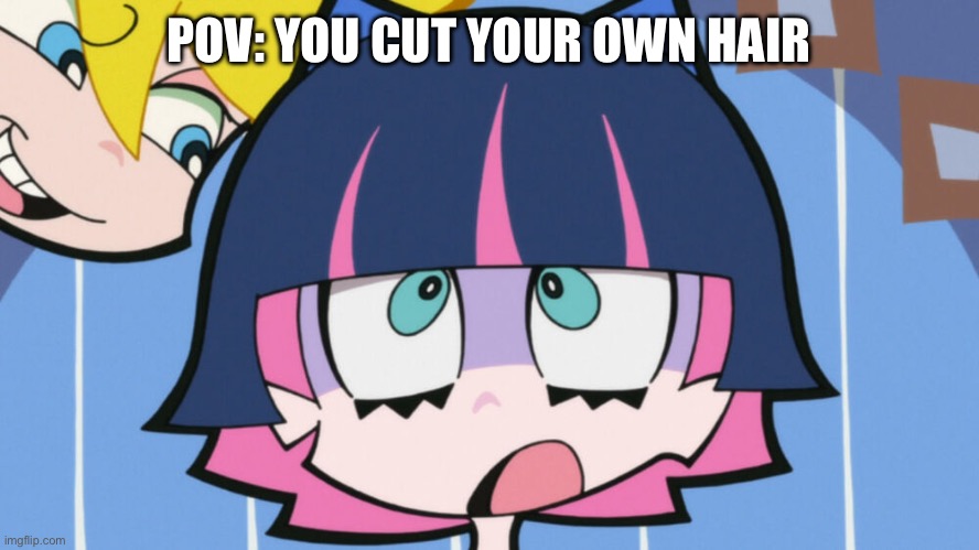 Haircut Part 2 | POV: YOU CUT YOUR OWN HAIR | image tagged in haircut part 2 | made w/ Imgflip meme maker