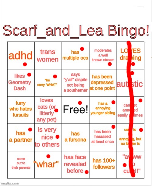 I'm literally doing every bingo I can, because I want to see how similar I am to other people. Send me your bingos!!! | image tagged in scarf_and_lea bingo | made w/ Imgflip meme maker