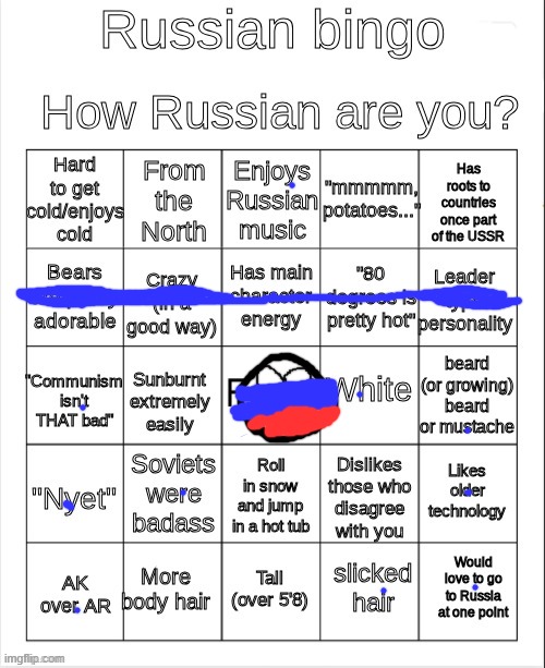 MY RUSSIAN BINGO | image tagged in russian bingo,bingooooo | made w/ Imgflip meme maker