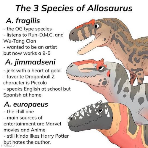 3 allosaurus species.mp3 | made w/ Imgflip meme maker