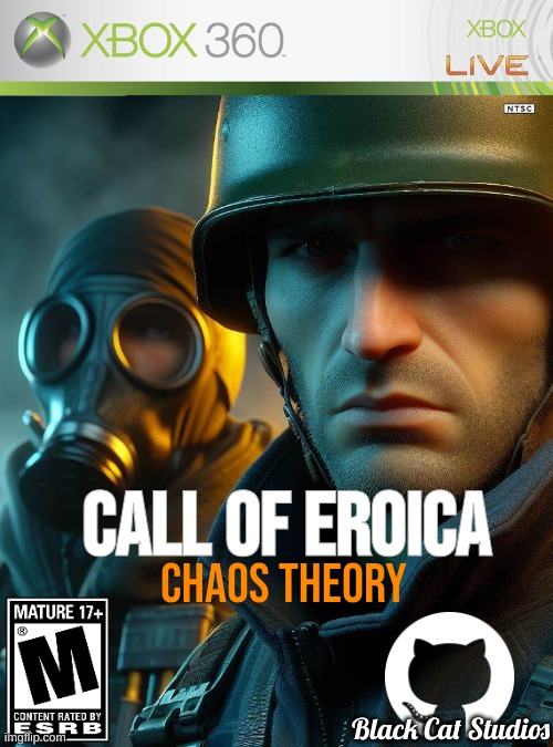 the first game of the Henry WellMann and Jack Davis adventures | CALL OF EROICA; Chaos Theory; Black Cat Studios | image tagged in pro-fandom,cartoon,game,timezone,idea,movie | made w/ Imgflip meme maker