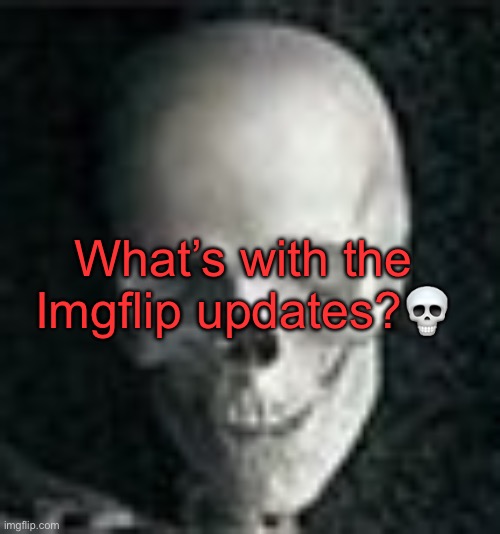 . | What’s with the Imgflip updates?💀 | image tagged in skull | made w/ Imgflip meme maker