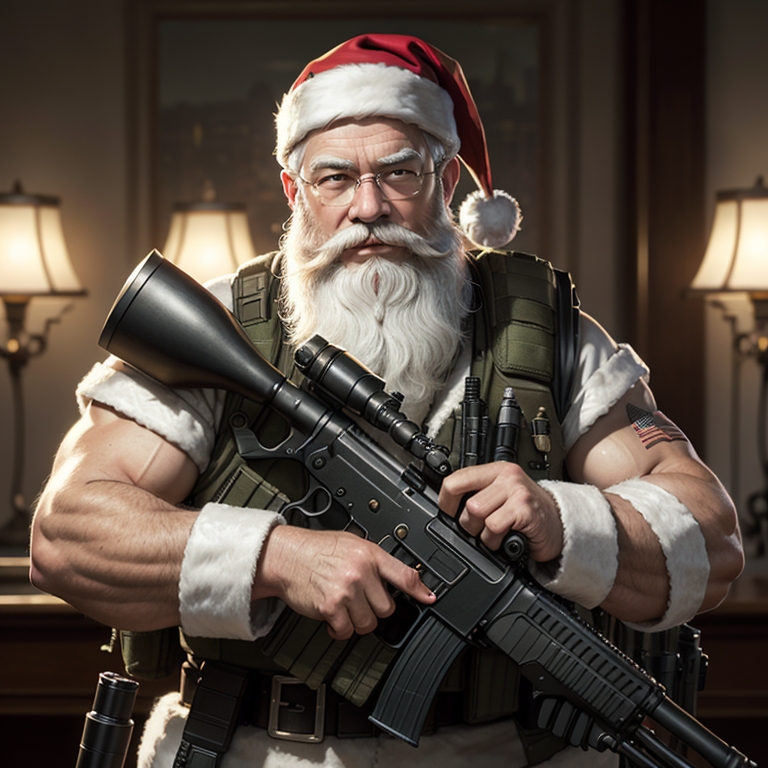 Santa's Guns Out Blank Meme Template