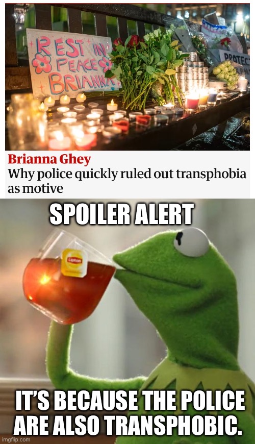Texting your co-conspirator “Will it scream like a girl or a man” before a murder sounds like a pretty open and shut case. | SPOILER ALERT; IT’S BECAUSE THE POLICE ARE ALSO TRANSPHOBIC. | image tagged in memes,but that's none of my business,transphobic,hate crime,lgbtq | made w/ Imgflip meme maker