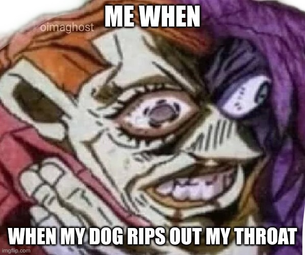 Silly billy :p | ME WHEN; WHEN MY DOG RIPS OUT MY THROAT | image tagged in dippio choking,memes,funny,not gif,i have kids in my basement | made w/ Imgflip meme maker