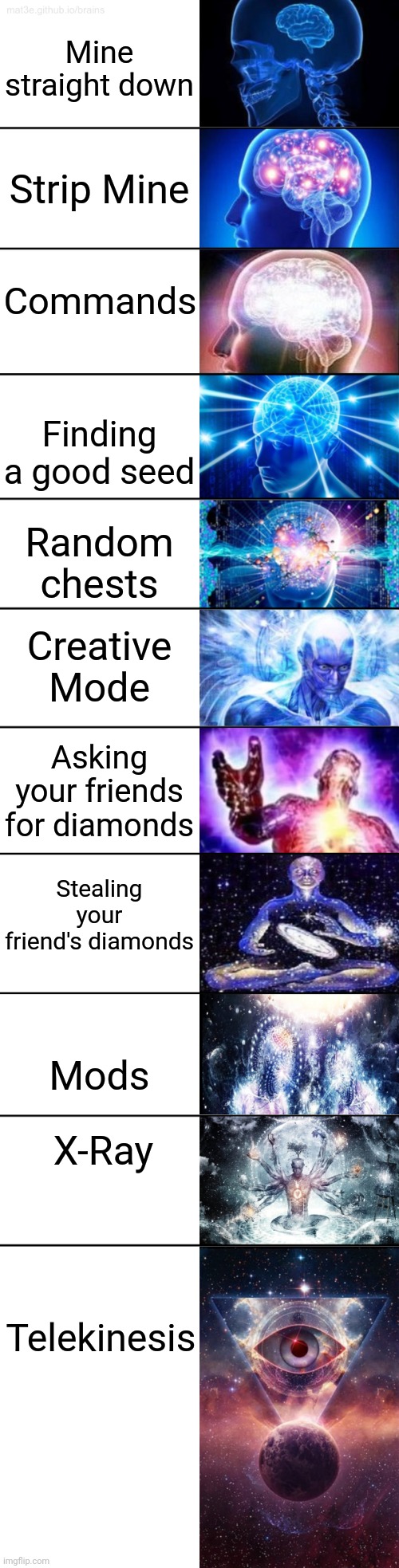 How to get Diamonds Improved | Mine straight down; Strip Mine; Commands; Finding a good seed; Random chests; Creative Mode; Asking your friends for diamonds; Stealing your friend's diamonds; Mods; X-Ray; Telekinesis | image tagged in gifs,memes,not really a gif | made w/ Imgflip meme maker