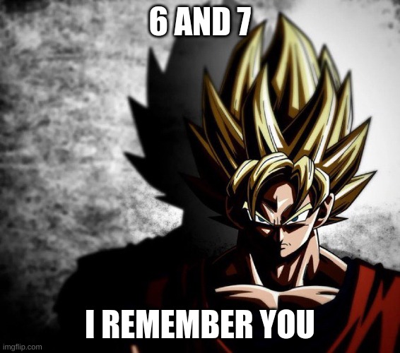 Goku stare | 6 AND 7 I REMEMBER YOU | image tagged in goku stare | made w/ Imgflip meme maker