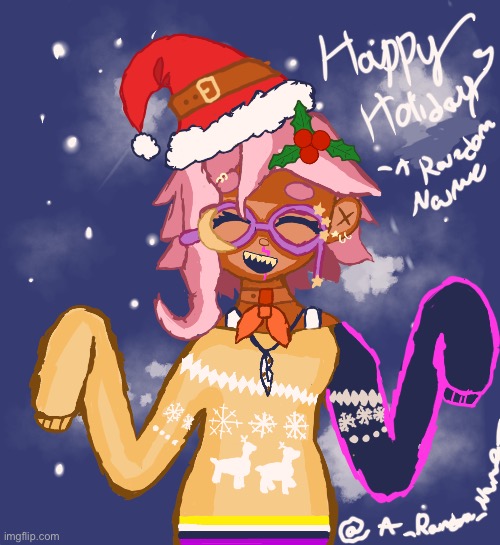 Happy holidays (enjoy lucky in a crimmas sweater) | image tagged in happy holidays,oc,art,drawing,why are you reading the tags | made w/ Imgflip meme maker