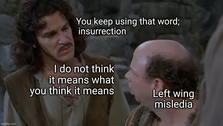 what is an insurrection? was there one? | You keep using that word;
 insurrection; I do not think
it means what
you think it means; Left wing
misledia | image tagged in you keep using that word,insurrection,january 6 | made w/ Imgflip meme maker