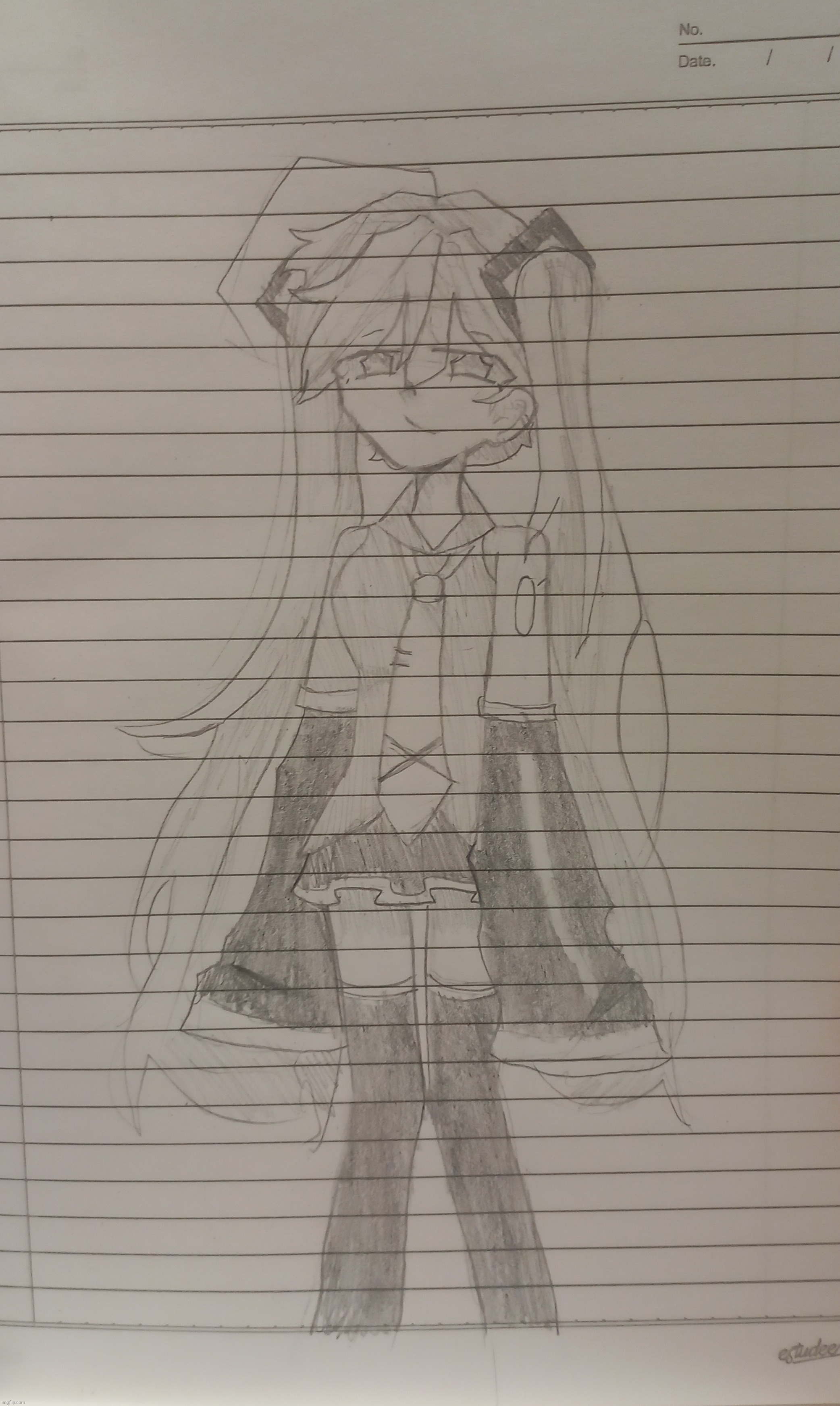 Somewhat blurry but have some miku sketch I drew absentmindedly | made w/ Imgflip meme maker